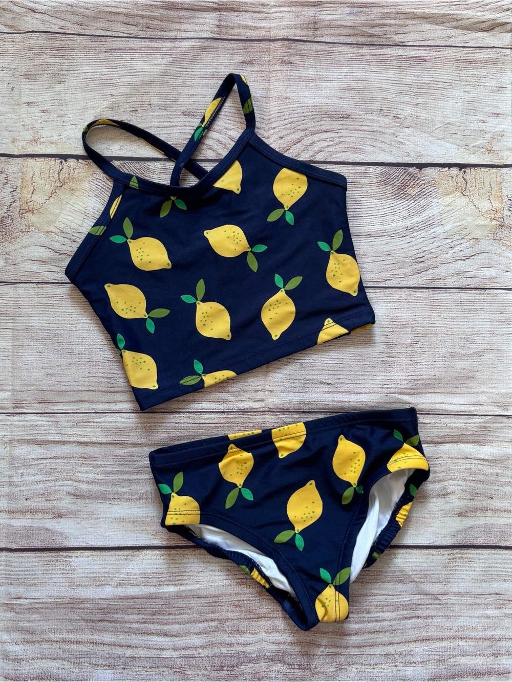 Hanna Andersson Lemon Print Two-Piece Swimsuit